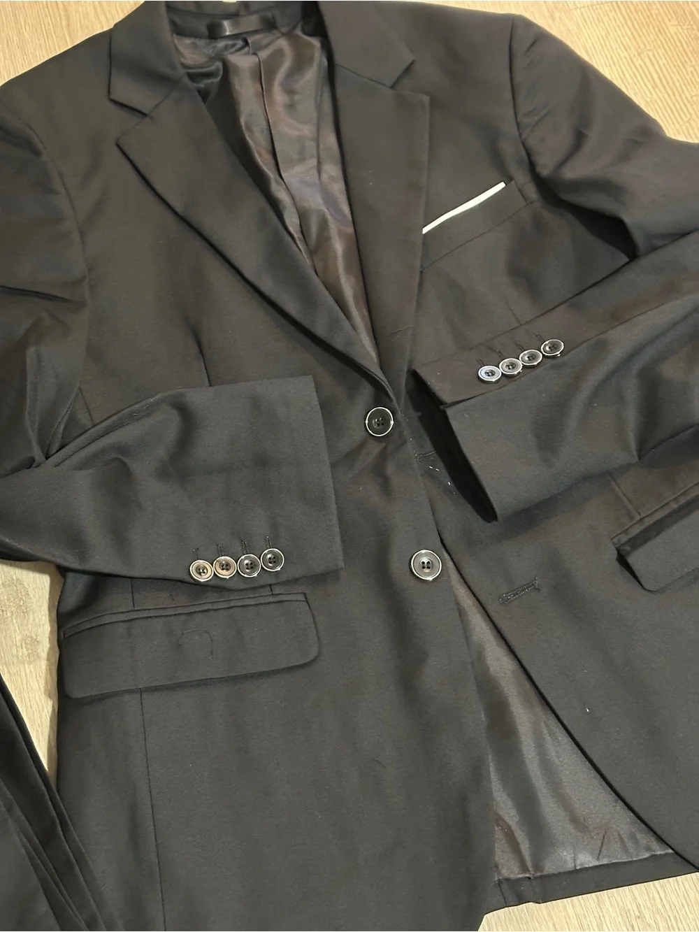 Men's Black Two-Piece Suit Jacket & Trousers XXS